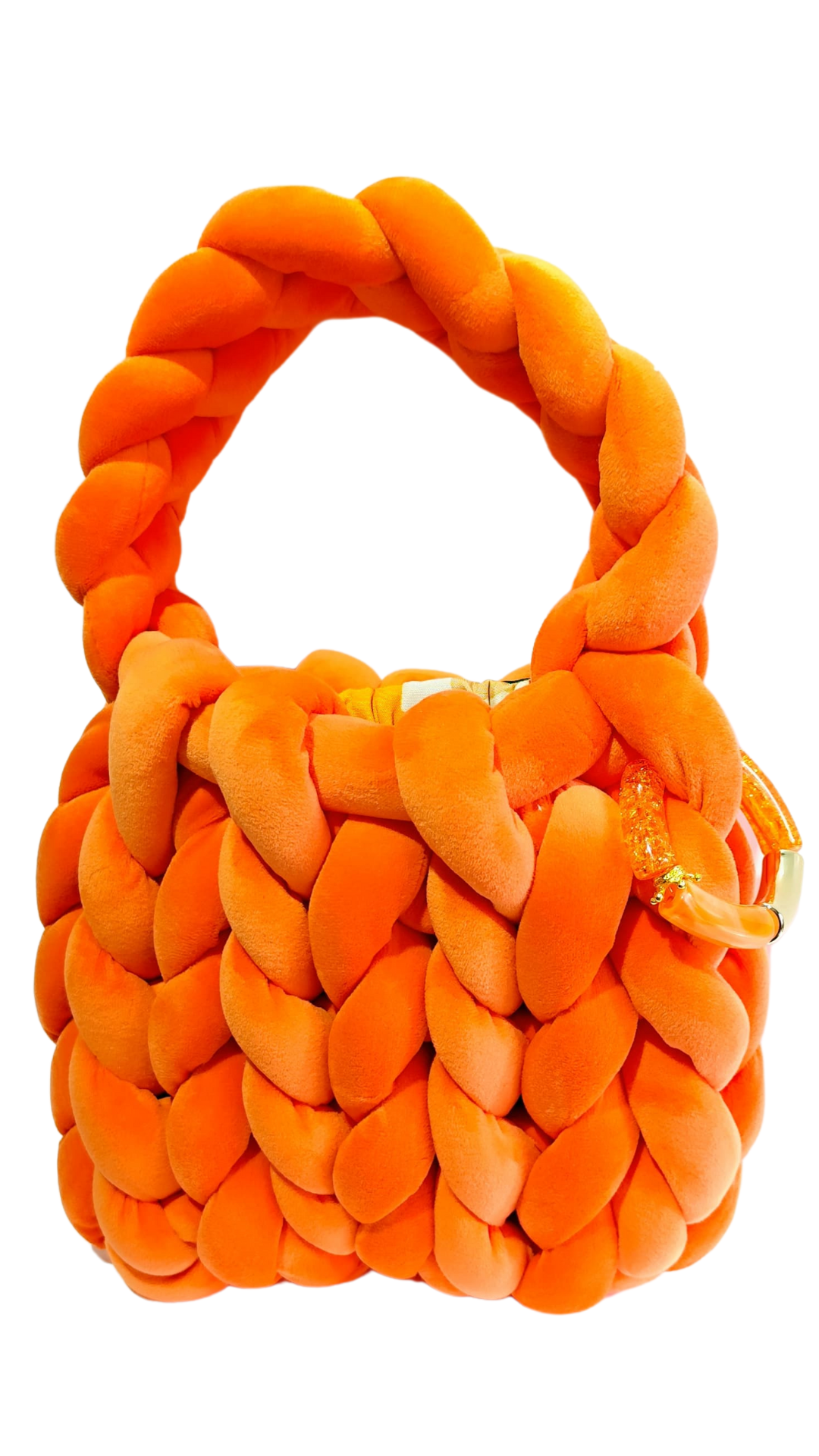 Chunky Knit Cloud Bag – Orange Handgemachte Stricktasche im Wolken-Stil